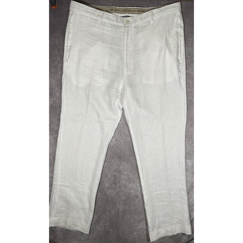 BOHIO Linen Pants Men’s 38 100% Linen White 38x30 Summer Beach Casual
